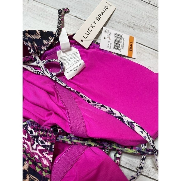 lucky Brand Boho Chic Printed One-Piece Swimsuit bathingsuit S grandma core slim - Picture 8 of 9